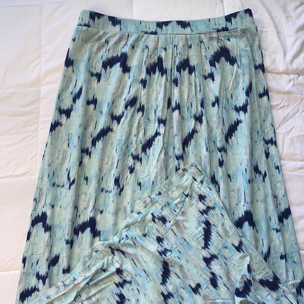 Cynthia Rowley, long blue patterned skirt, S